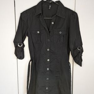 Black button up long 3/4 sleeve top